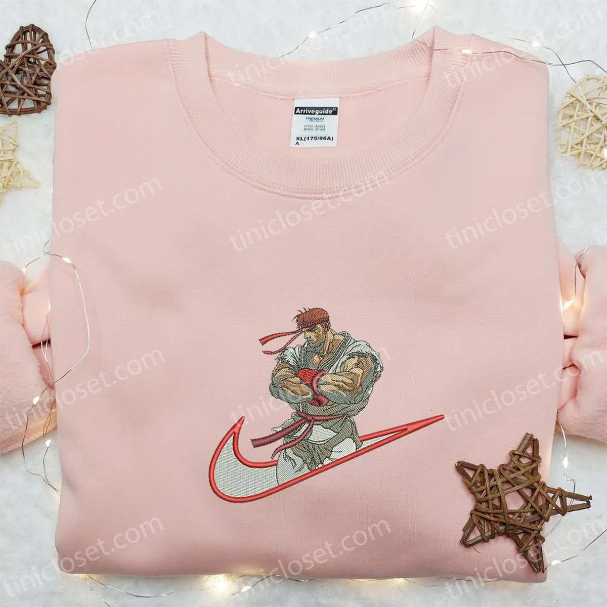 Ryu x Swoosh Embroidered Hoodie, Street Fighter Embroidered Shirt, Best Gift Ideas for Family