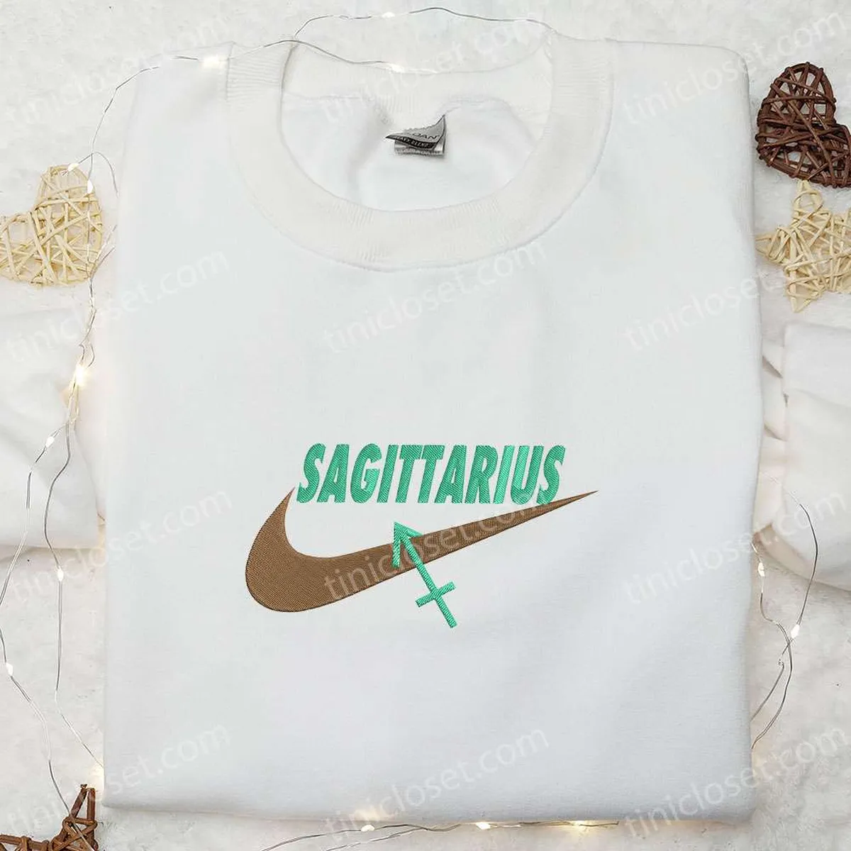 Sagittarius Zodiac x Nike Swoosh Embroidered Shirt, Nike Inspired Embroidered Hoodie, Best Gift Ideas For Family