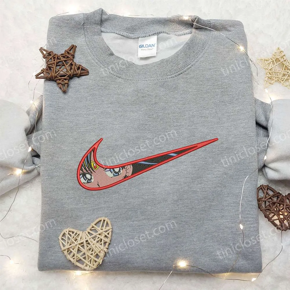 Sailor Moon x Nike Swoosh Embroidered Sweatshirt, Sailor Moon Embroidered Shirt, Nike Inspired Embroidered Shirt