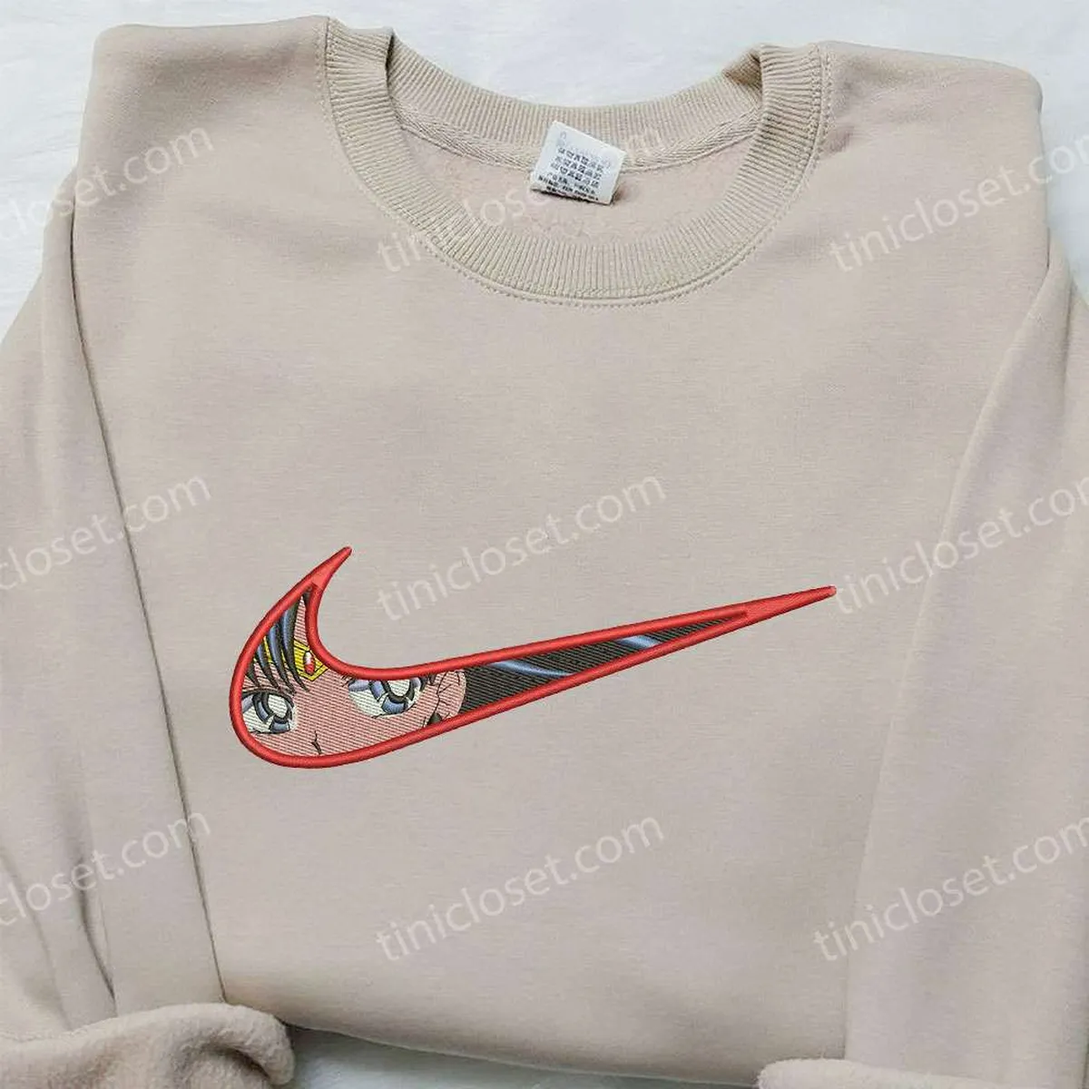 Sailor Moon x Nike Swoosh Embroidered Sweatshirt, Sailor Moon Embroidered Shirt, Nike Inspired Embroidered Shirt Sailor Moon x Nike Swoosh Embroidered Sweatshirt, Sailor Moon Embroidered Shirt, Nike Inspired Embroidered Shirt