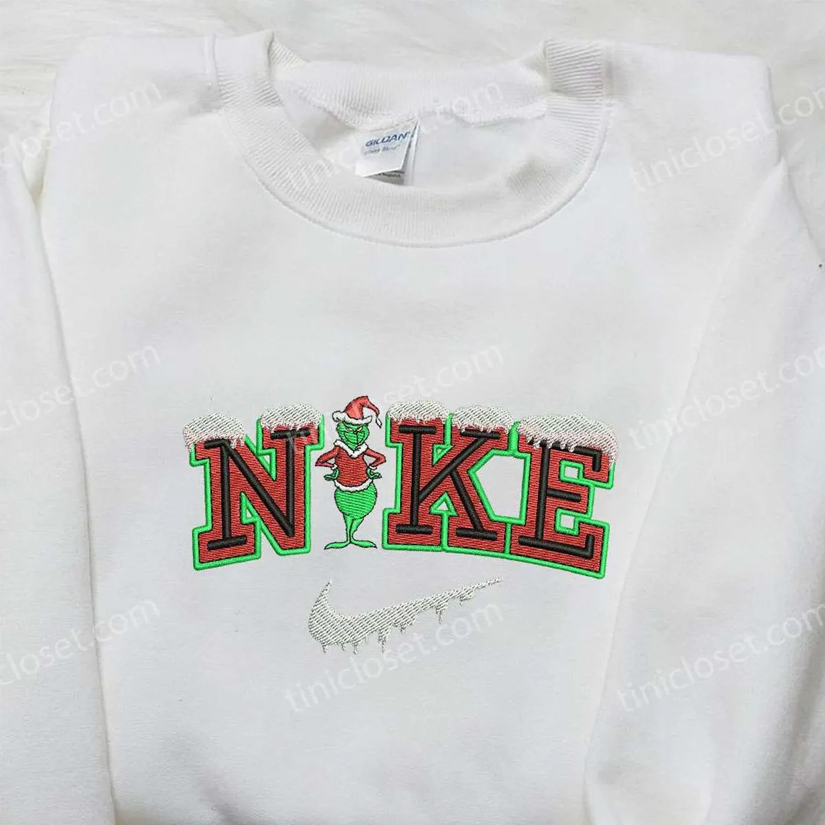 Santa Claus Grinch x Nike Embroidered Shirt, The Grinch Embroidered Shirt, Best Christmas Gifts