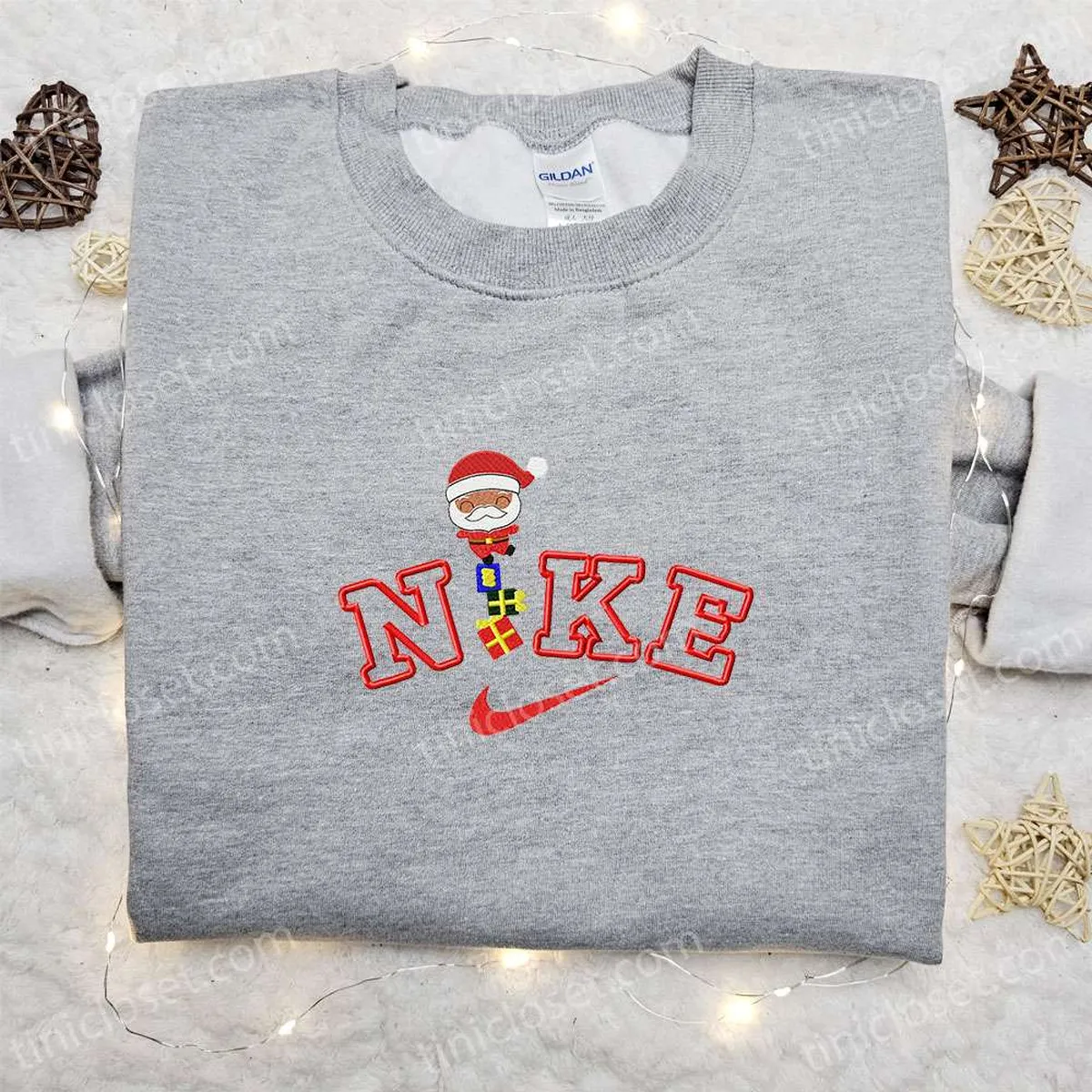 Santa Claus x Nike Embroidered Sweatshirt, Nike Inspired Embroidered Shirt, Best Christmas Gift Ideas for Family