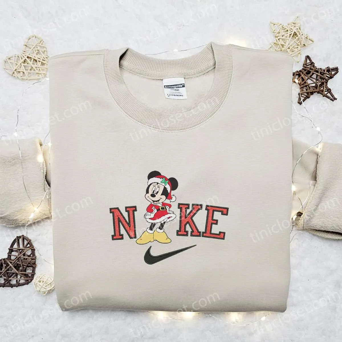 Santa Minnie Mouse Magic Castle x Nike Christmas Embroidered Sweatshirt, Disney Characters Movie Merry Christmas Embroidered Shirt, Best Christmas Day Gift Ideas