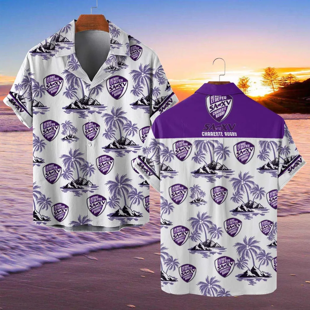 SAXV Charente Rugby Hawaiian Shirt Style Classic Oversized Hawaiian, Unisex Hawaiian Shirt