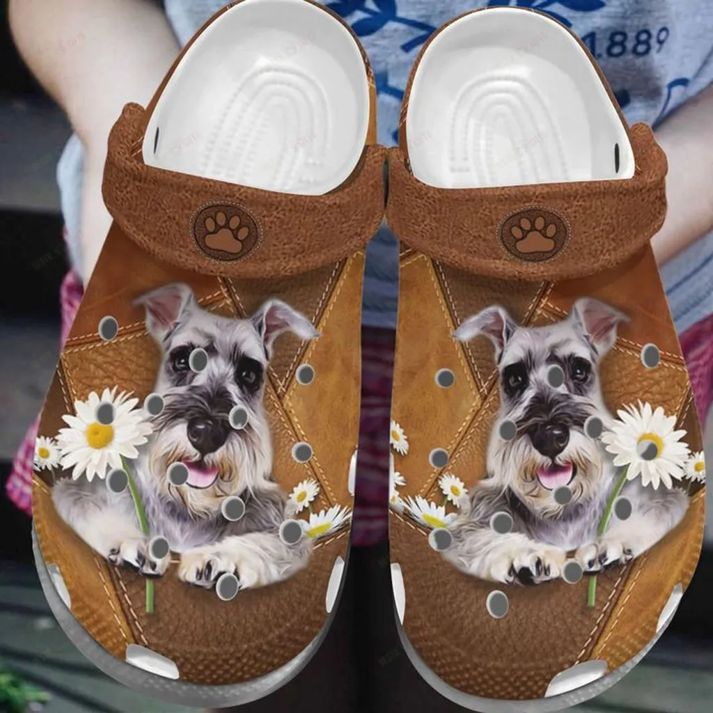 Schnauzer White Sole Daisy Schnauzer Crocs Classic Clogs