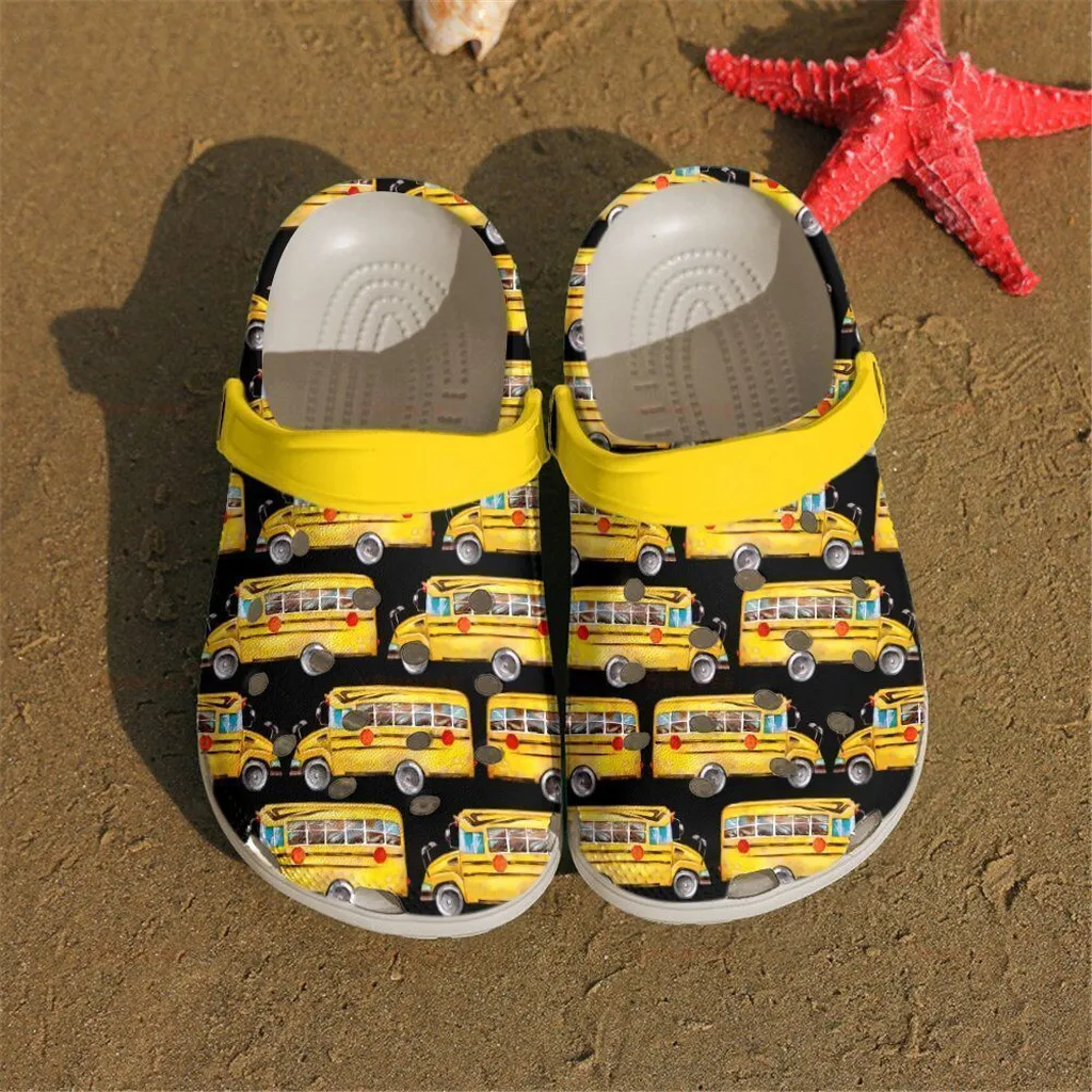 School Bus Driverdrawing Bus Gift For Lover Rubber Crocs Clog