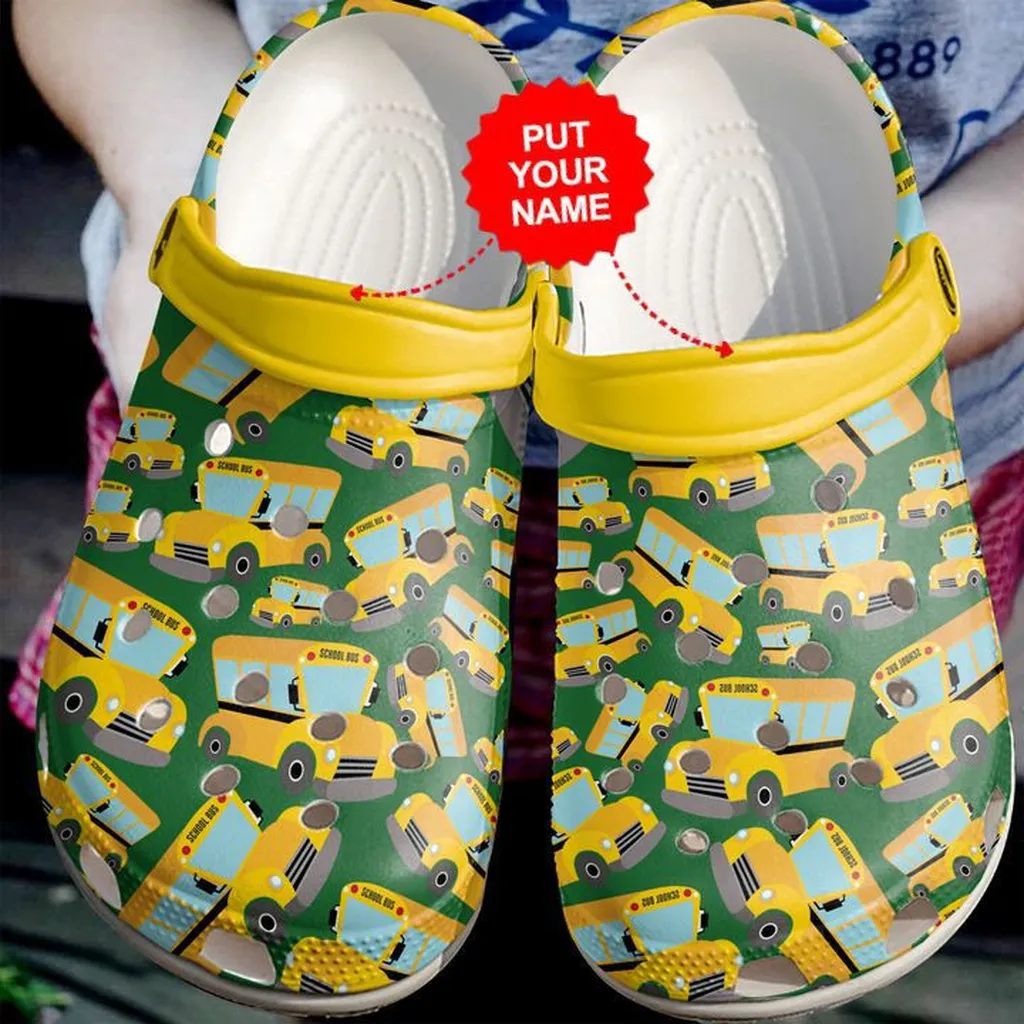 School Crocs - Bus Driver Yellow Pattern Clog