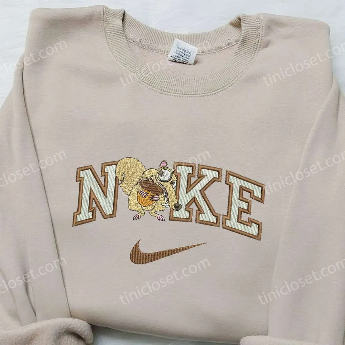 Scrat x Nike Embroidered Sweatshirt, Ice Age Disney Embroidered Shirt, Nike Inspired Embroidered Shirt