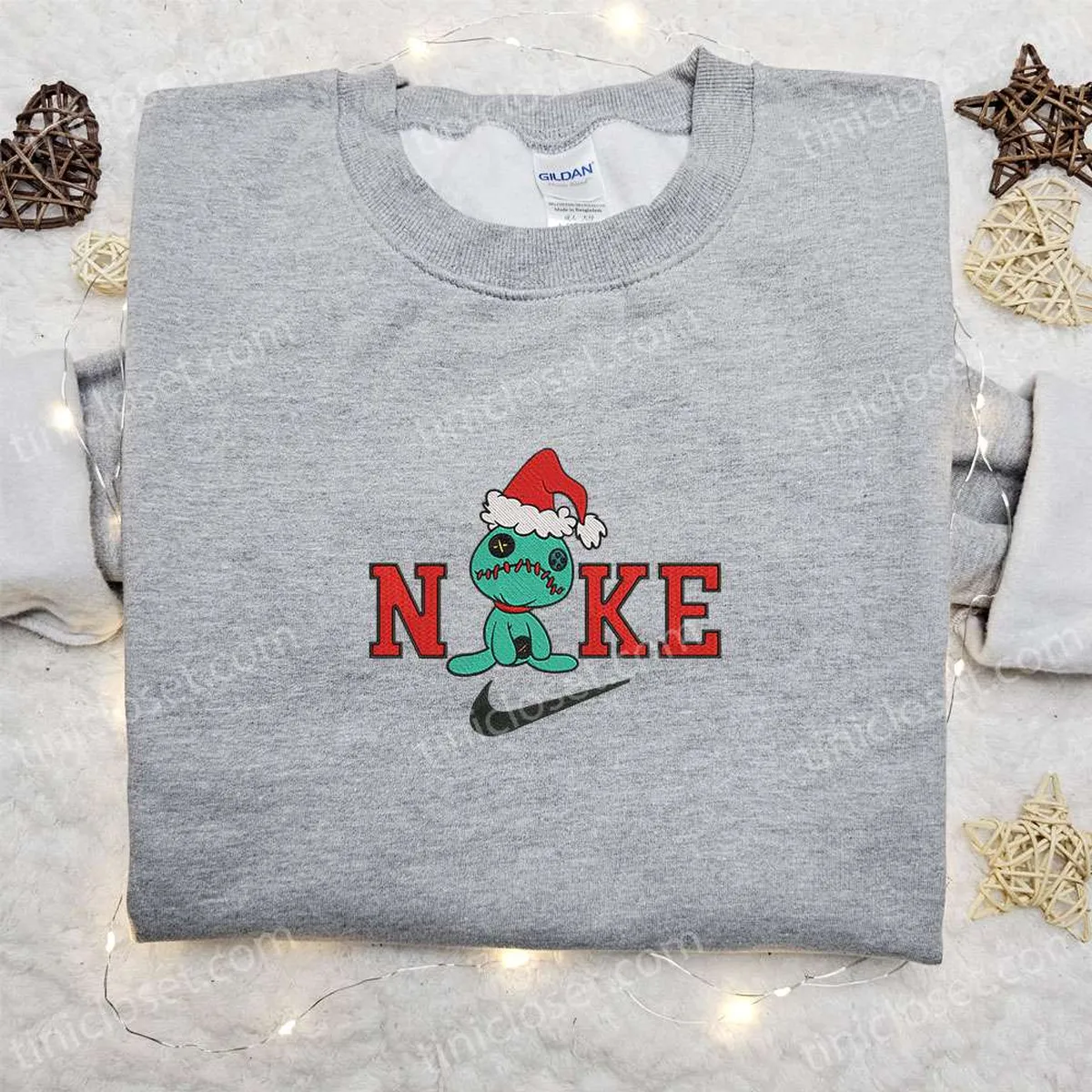 Scrump Christmas Hat x Nike Embroidered Sweatshirt, Cartoon Christmas Embroidered Shirt, Best Christmas Gift Ideas