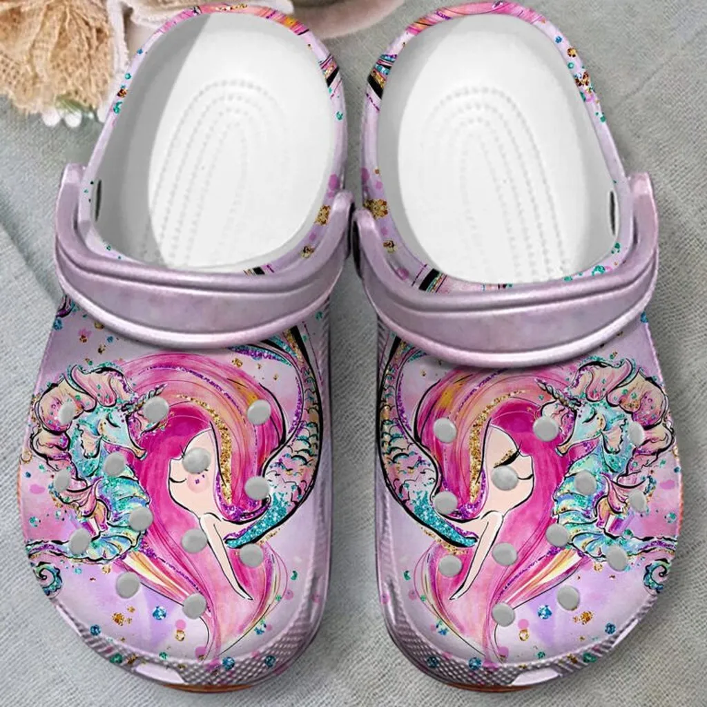 Sea Horse Mermaid Pinky Hippocampus Clogs Crocs