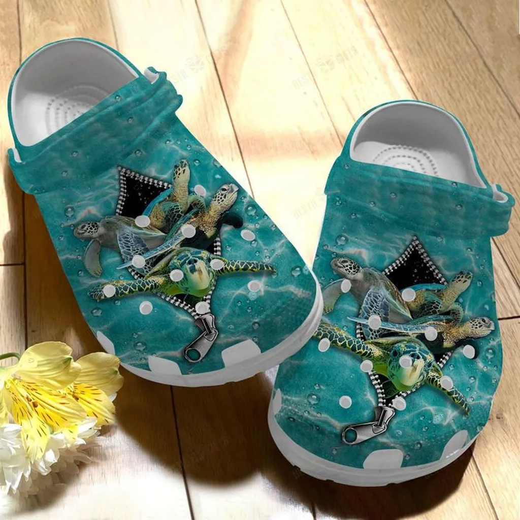 Sea Turtle Keep Swimming Crocs, Personalized Crocs Classic Clogs