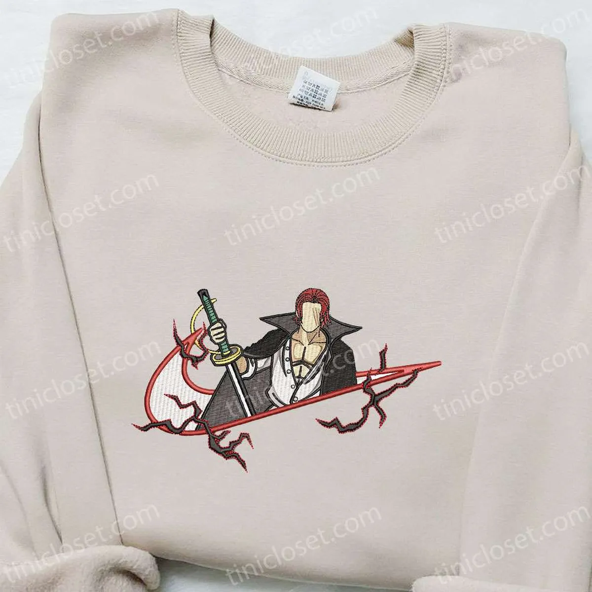 Shank Haki x Swoosh Anime Embroidered Sweatshirt, Cool Anime Clothing, Best Gift Ideas for Family