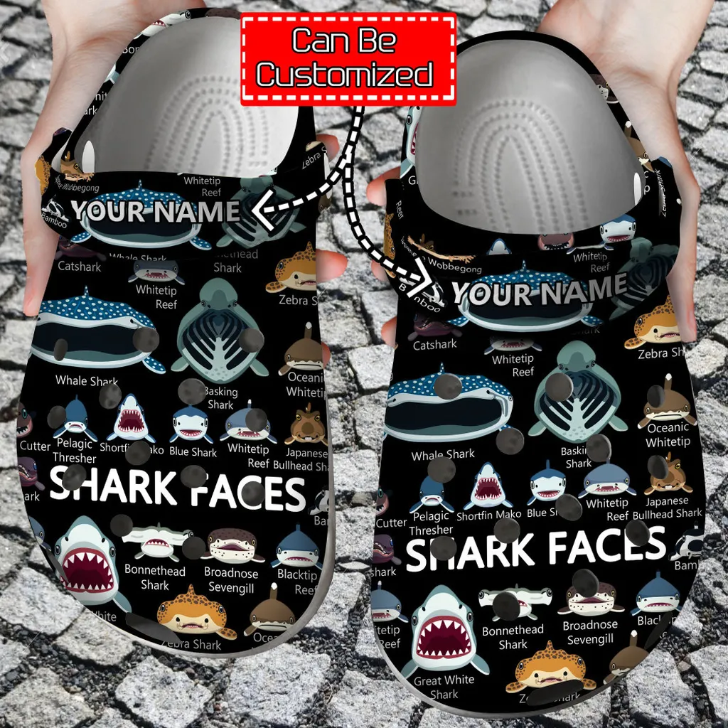 Shark Crocs - Shark Faces Pattern Custom Clog