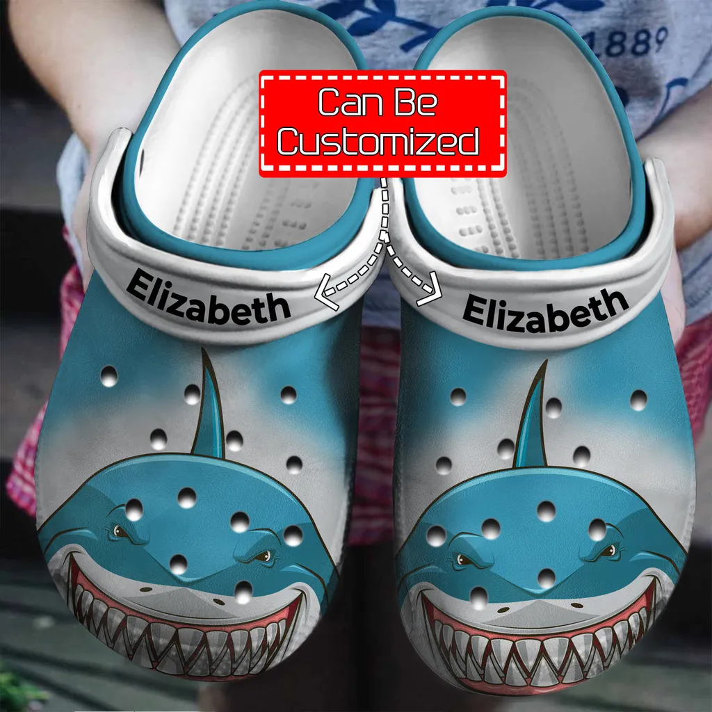 Shark Face Print Personalized Clogs