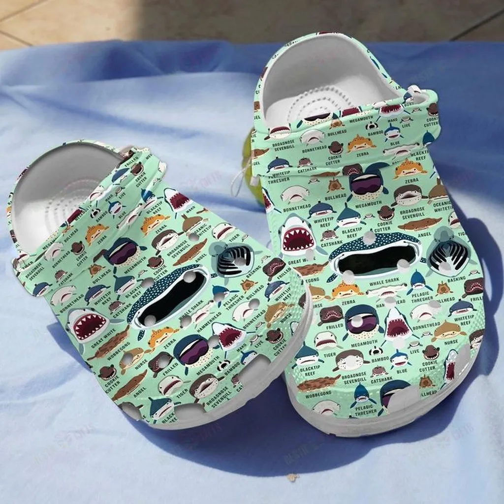 Shark Faces Crocs, Personalized Crocs Classic Clogs