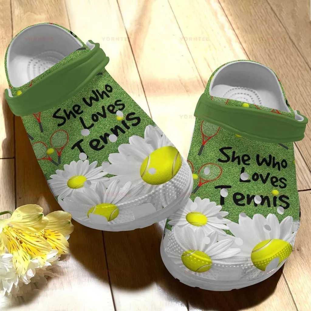 She Who Loves Tennis Gift For Lover Rubber Crocs Clog