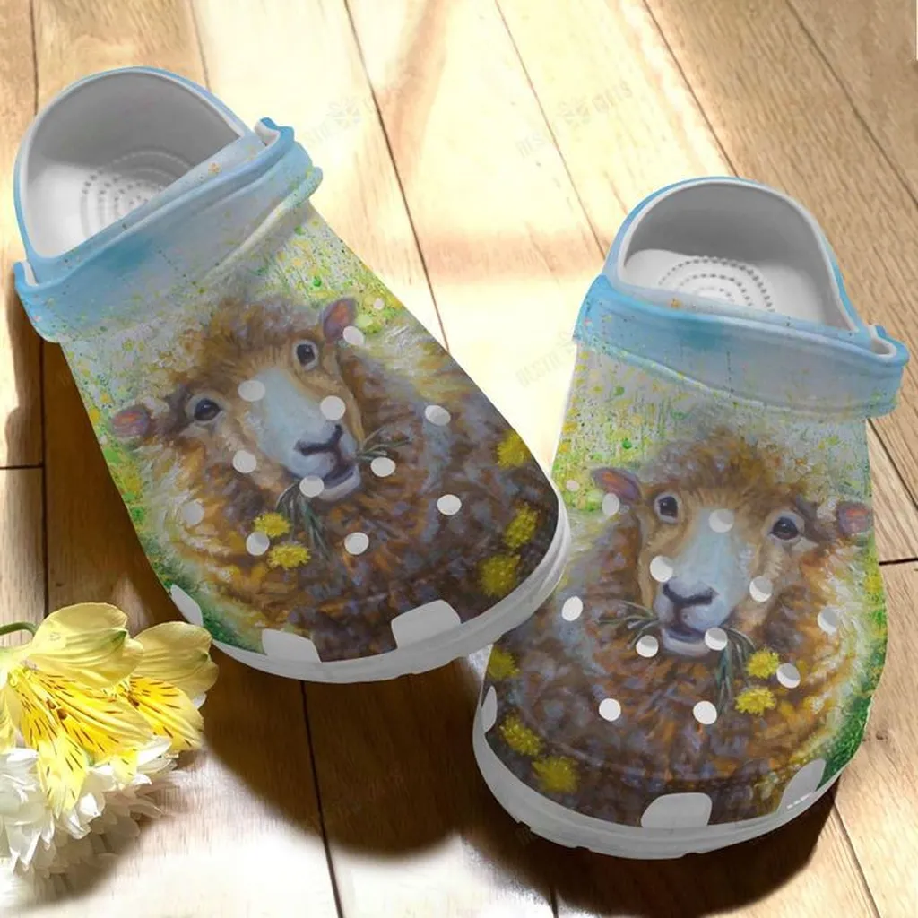 Sheep Beautiful Brown Sheep On Flower Field Crocs, Personalized Crocs Classic Clogs