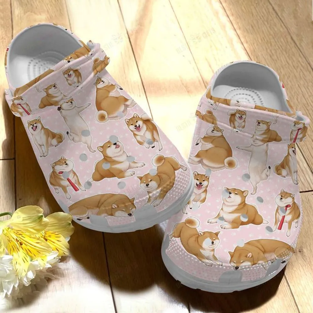 Shiba Inu White Sole Lovely Shiba Crocs Classic Clogs