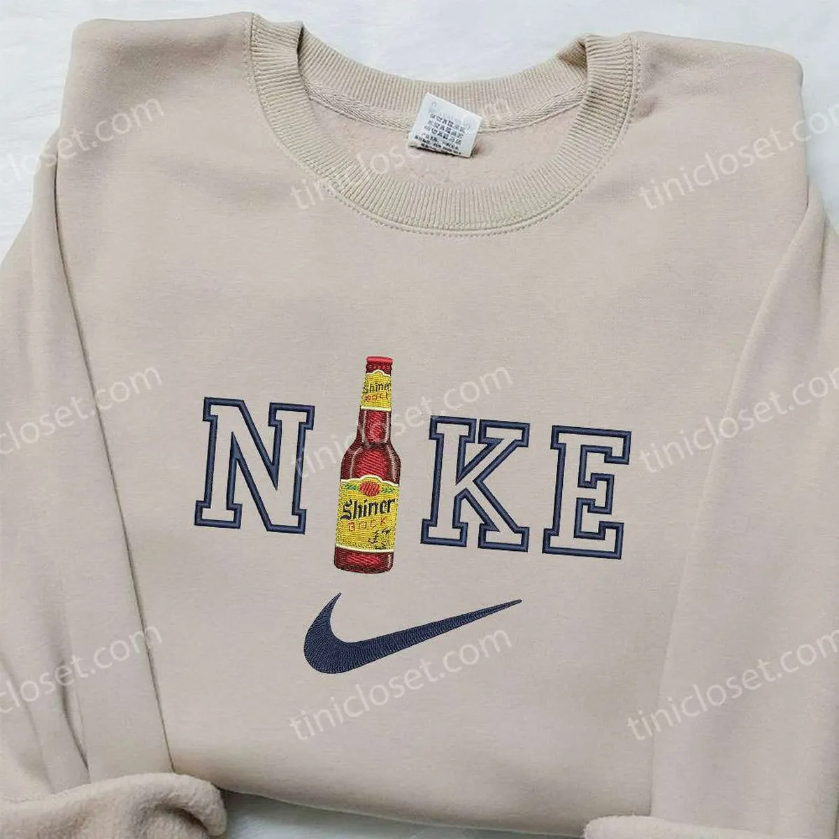 Shiner Beer x Nike Embroidered Sweatshirt, Favorite Drink Embroidered Shirt, Nike Inspired Embroidered Shirt