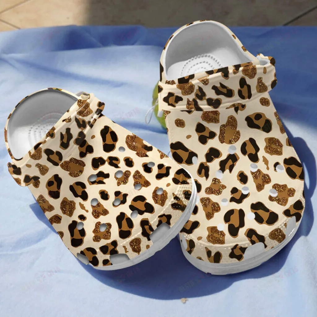 Shinning Leopard Print Crocs Classic Clogs