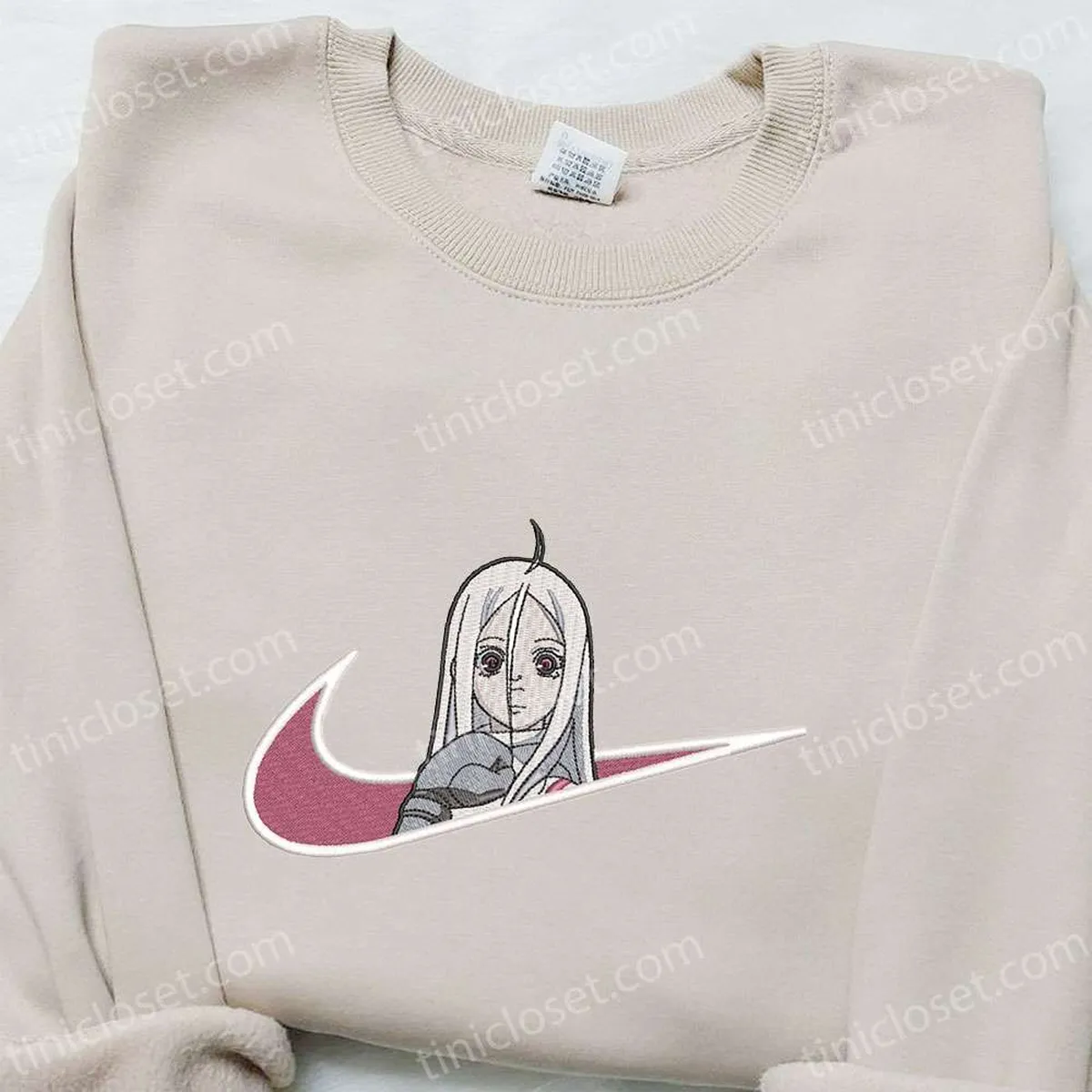 Shiro x Swoosh Anime Embroidered Hoodie, Deadman Wonderland Embroidered Sweatshirt, Custom Embroidered Hoodie