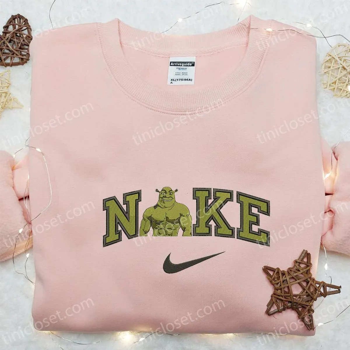 Shrek x Nike Embroidered Sweatshirt, Disney Characters Embroidered Sweatshirt, Custom Embroidered Hoodie