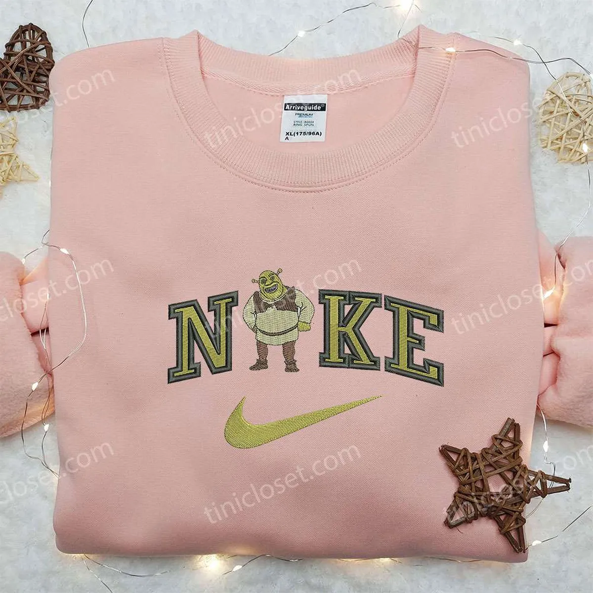 Shrek x Nike Embroidered Sweatshirt, Shrek Cartoon Embroidered Shirt, Nike Inspired Embroidered Shirt