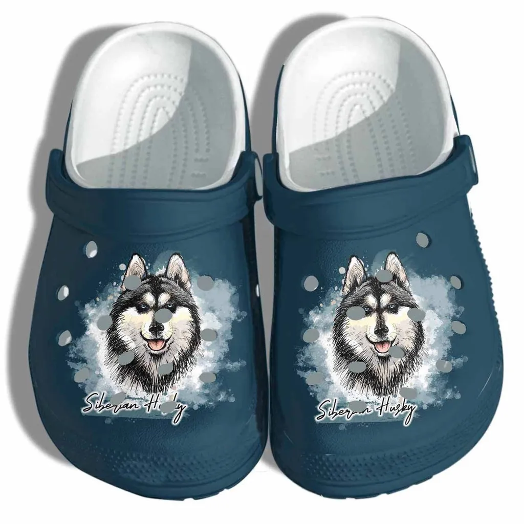 Siberian Husky Gift For Lover Rubber Crocs Clog