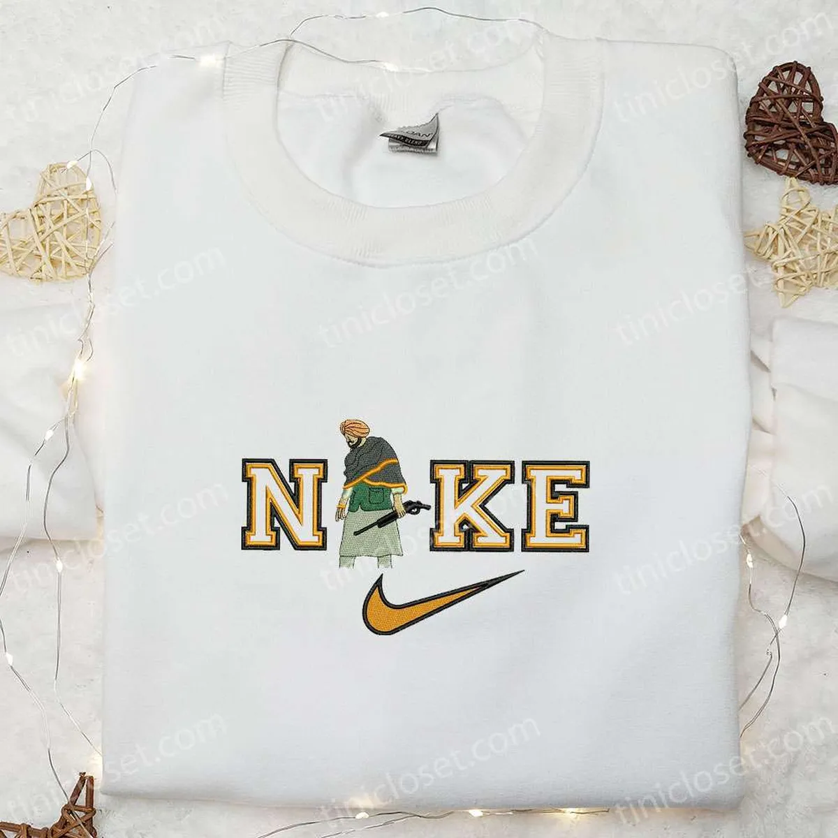 Sidhu Moose Wala x Nike Embroidered Shirt, Celebrity Embroidered Hoodie, Nike Inspired Embroidered Sweatshirt