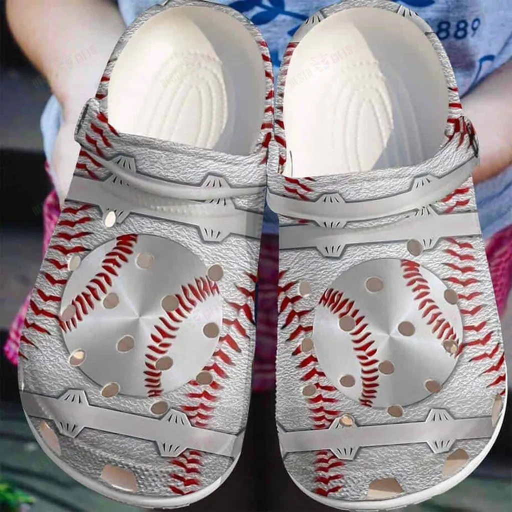 Silver Baseball Ball Season Crocs Classic Clogs