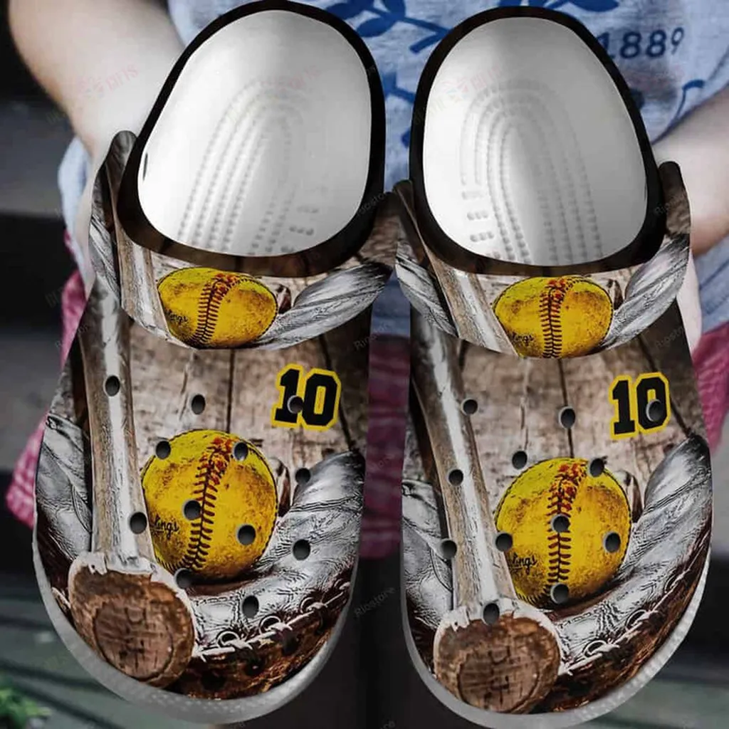 Silver Baseball Gloves Batter Crocs Classic Clogs