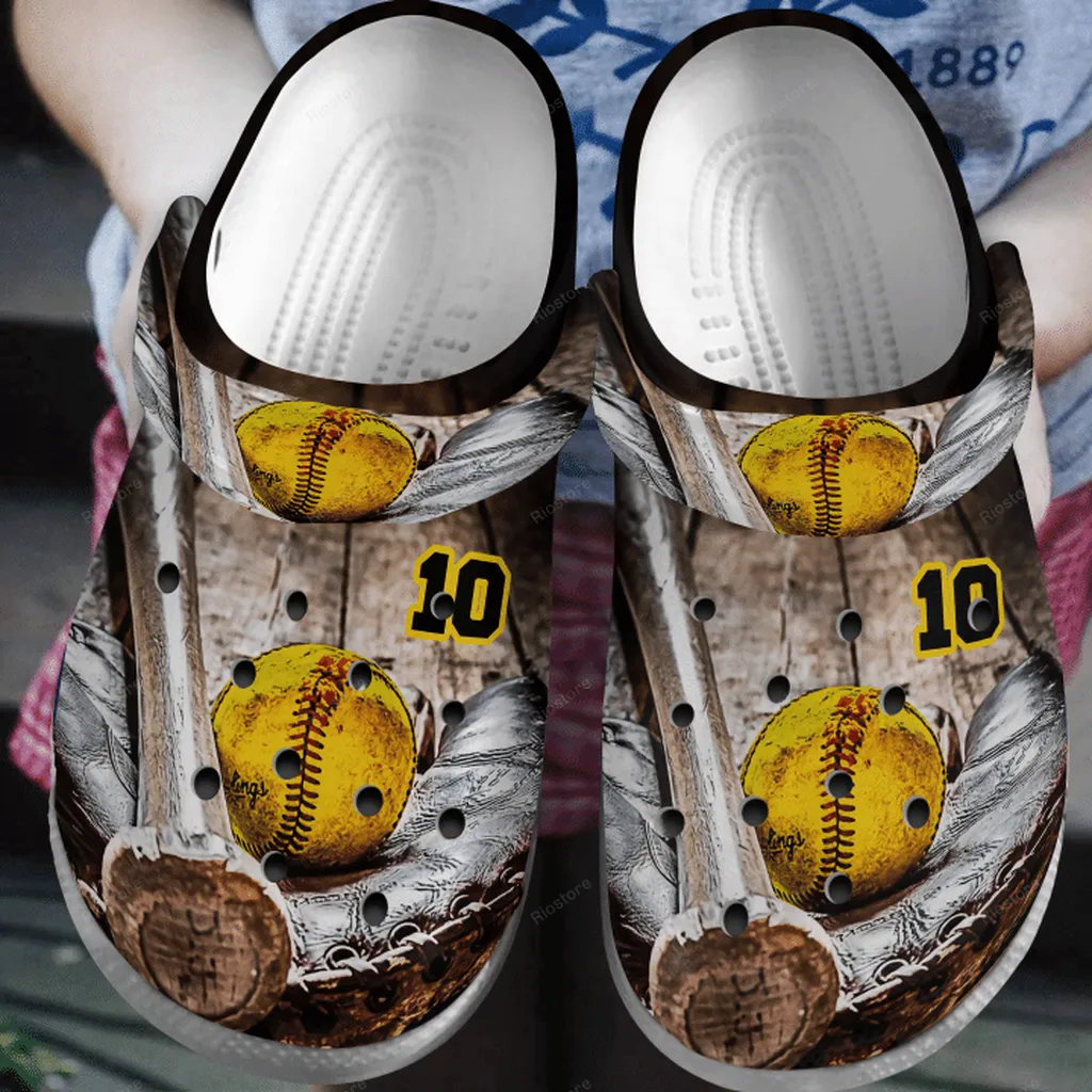 Silver Baseball Gloves Batter Crocs Clogs