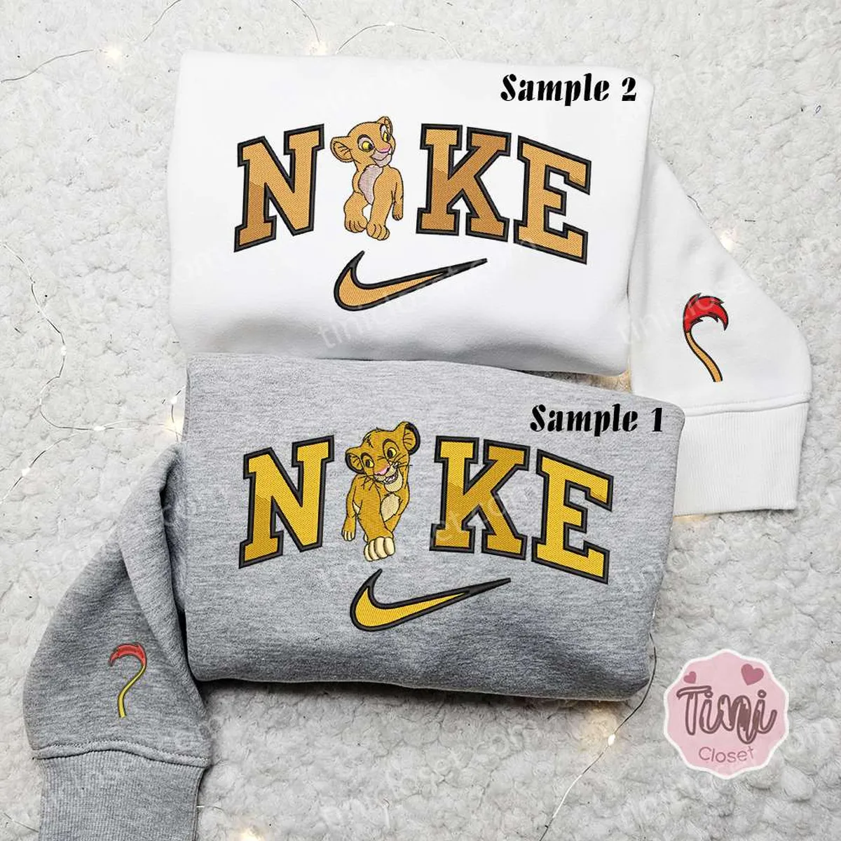 Simba And Nala x Nike Couple Embroidered Shirt, Disney The Lion King Embroidered Hoodie, Nike Inspired Embroidered Sweatshirt