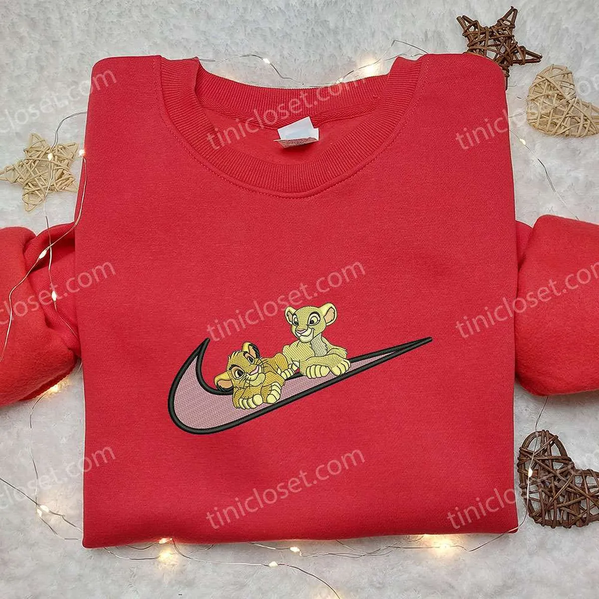 Simba and Nala x Nike Embroidered Sweatshirt, The Lion King Disney Embroidered Shirt, Nike Inspired Embroidered Shirt