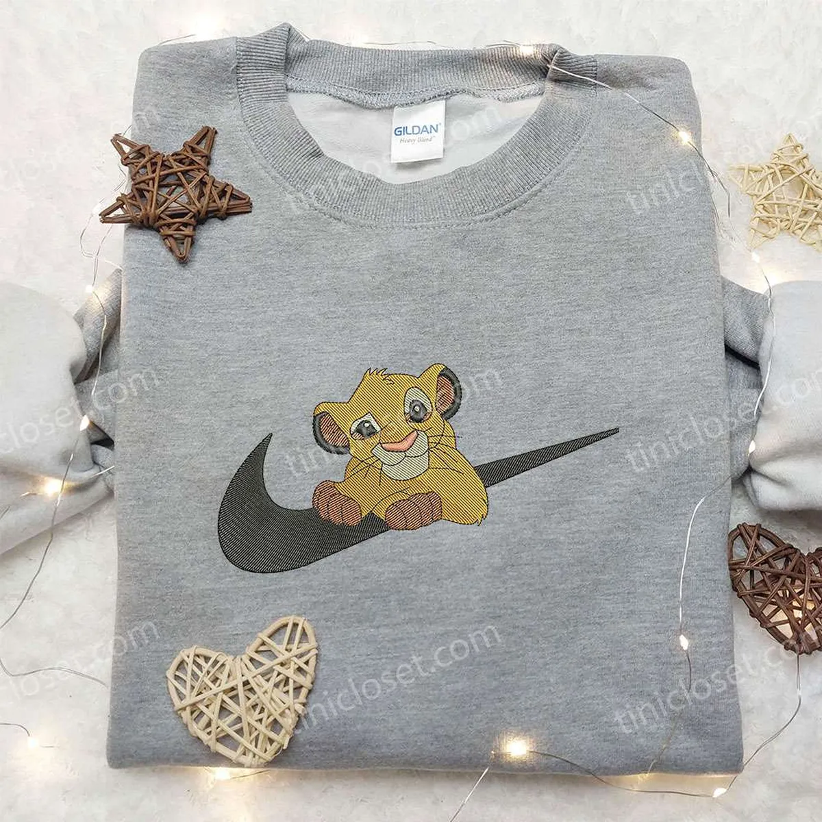 Simba x Nike Swoosh Embroidered Sweatshirt, The Lion King Disney Embroidered Shirt, Nike Inspired Embroidered Shirt