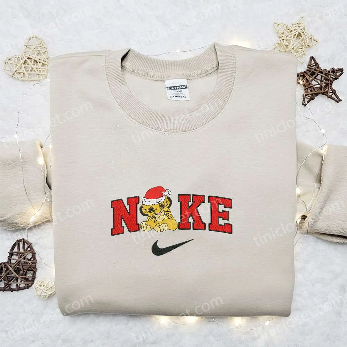 Simba Xmas Hat x Nike Christmas Embroidered Sweatshirt, Disney Characters Movie Merry Christmas Embroidered Shirt, Best Christmas Day Gift Ideas