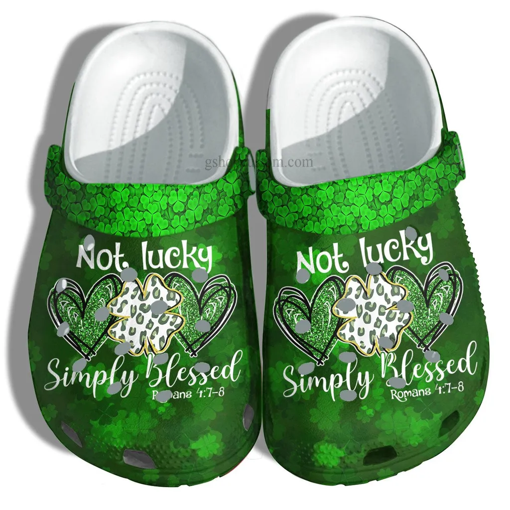 Simple Blessed Romans 78 Clover Leaf Green Lucky Crocs