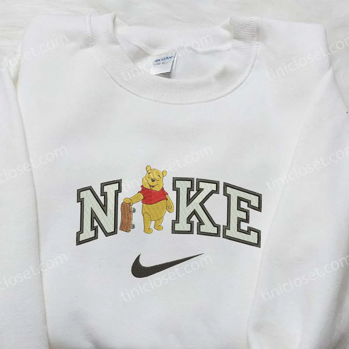 Skate Board Winnie The Pooh x Nike Embroidered Sweatshirt, Winnie The Pooh Embroidered Sweatshirt, Nike Inspired Embroidered Shirt