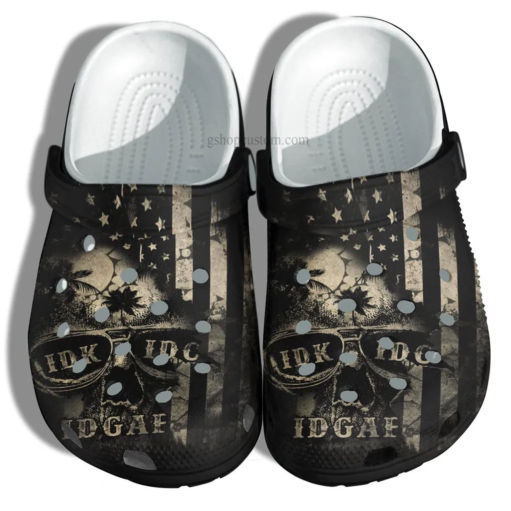 Skull America Usa Flag Vintage Crocs