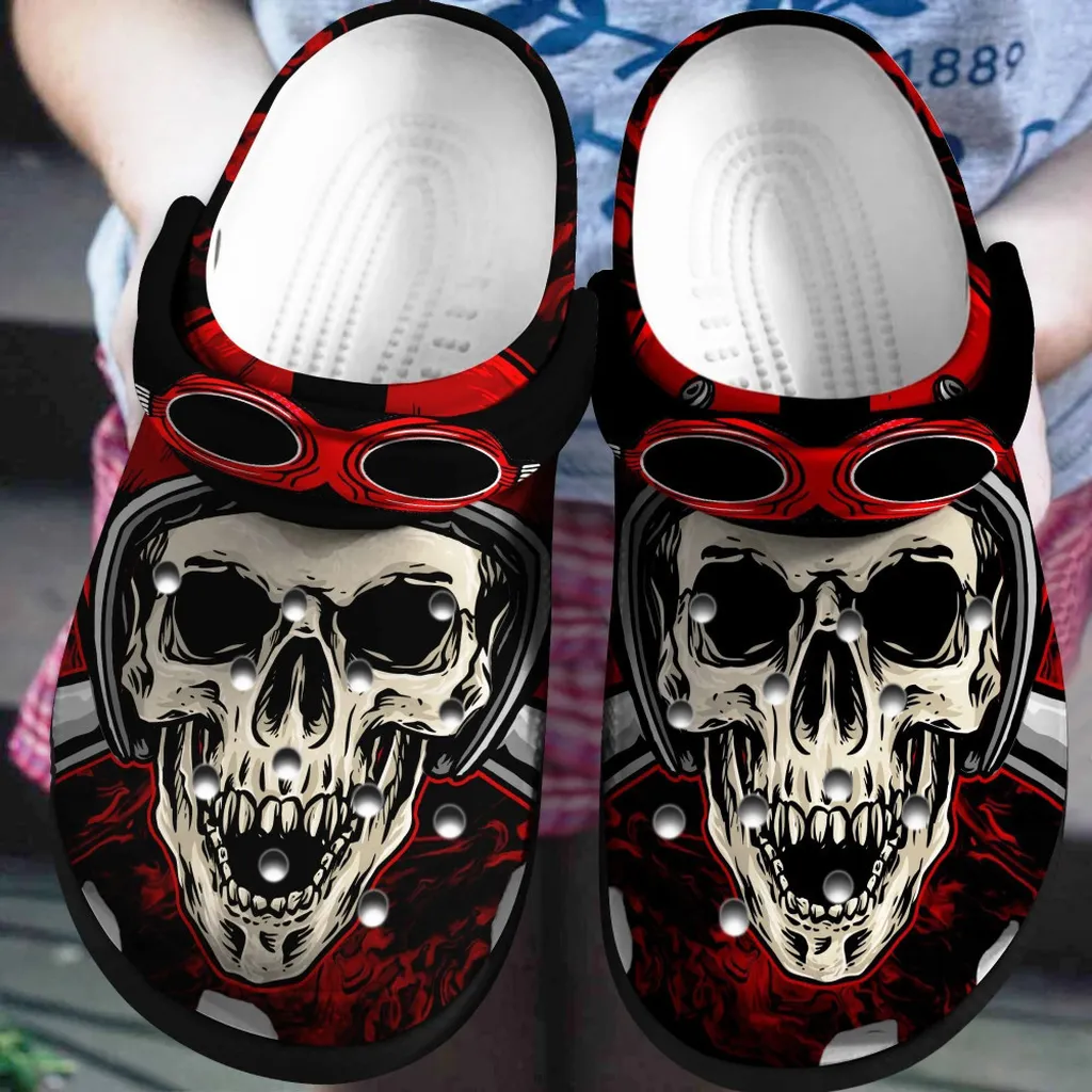 Skull And Sun Glasses A124 Gift For Lover Rubber Crocs Clog