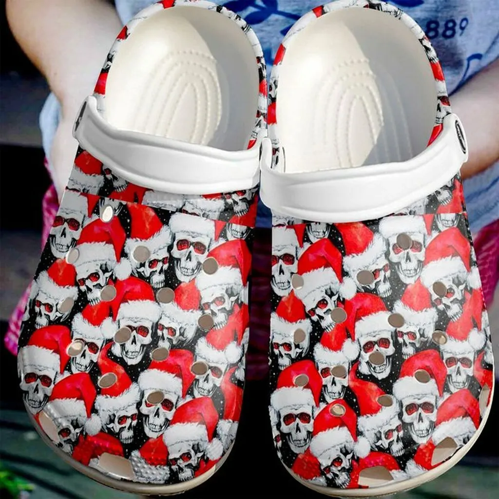 Skull Christmas Face 102 Custom Name Gift For Lover Rubber Crocs Clog