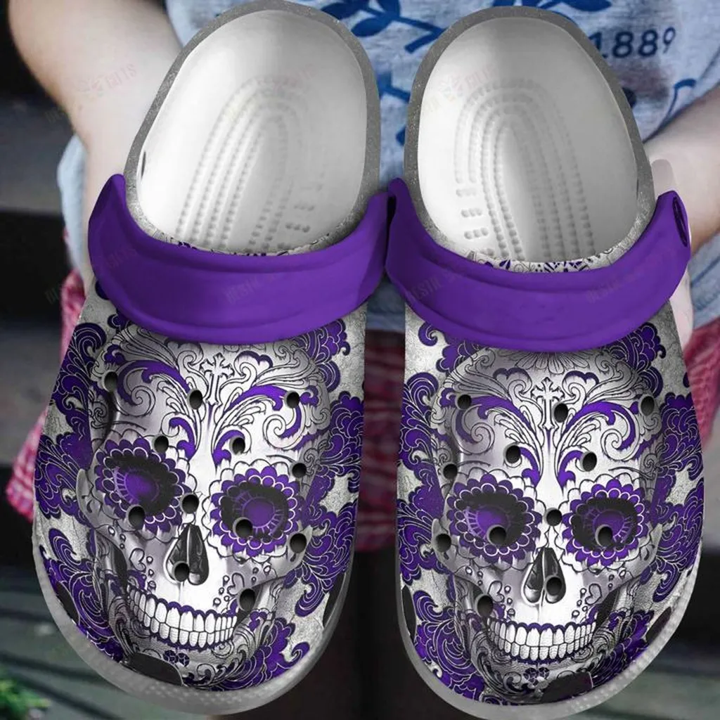 Skull Colorful Skull Crocs, Personalized Crocs Classic Clogs