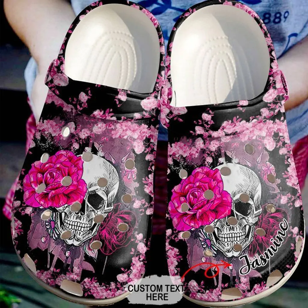 Skull Crocs - Skull Personalized Rose Clog