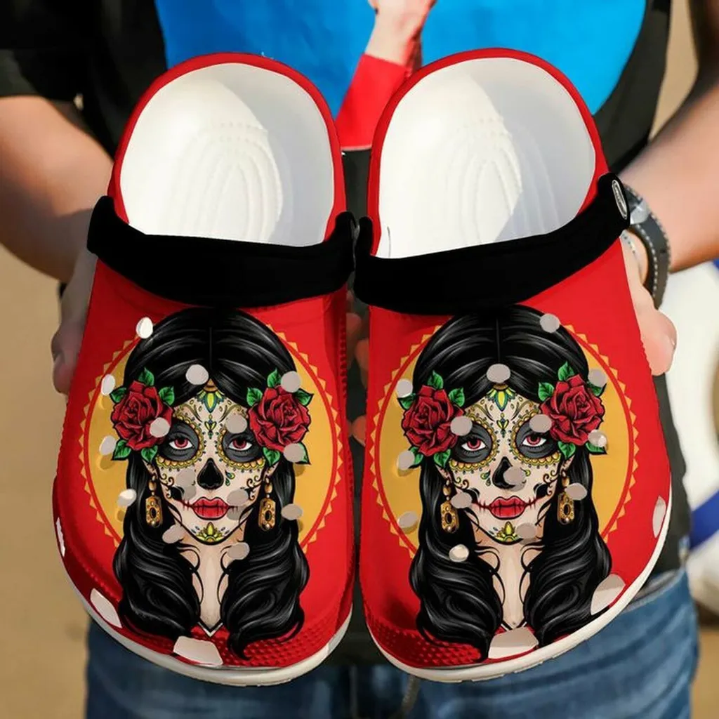 Skull Girl Roses 102 Gift For Lover Rubber Crocs Clog