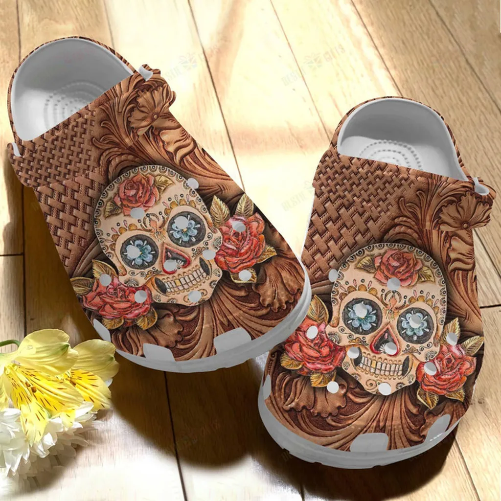 Skull Leather Crocs Classic Clogs