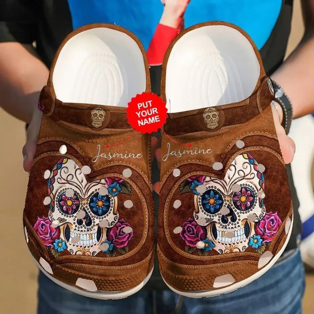 Skull Personalized Heart Crocs Clog