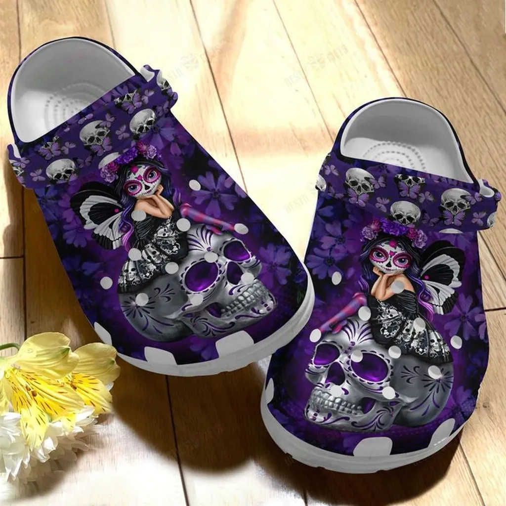 Skull Purple Girl Crocs Classic Clogs