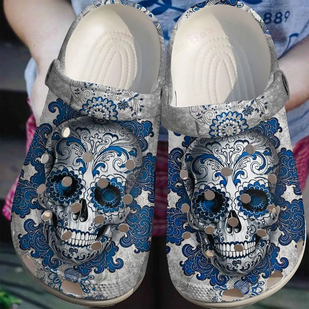 Skull White Sole Lay Me Down Crocs Classic Clogs