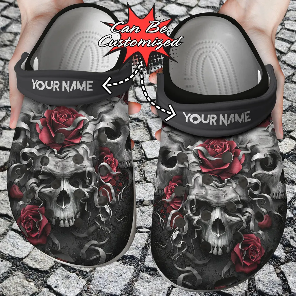 Skulls And Roses Crocs Clog