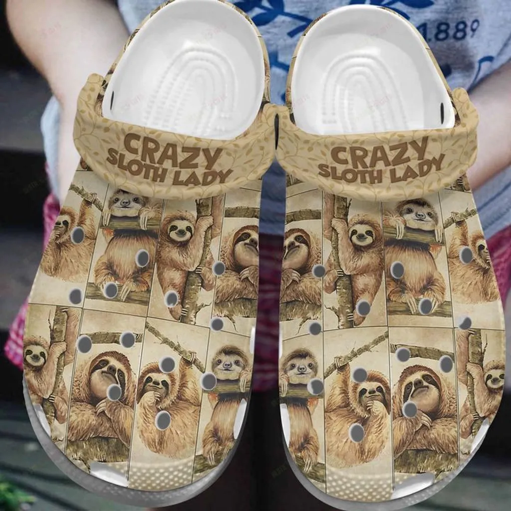 Sloth Crazy Sloth Lady Crocs, Personalized Crocs Classic Clogs